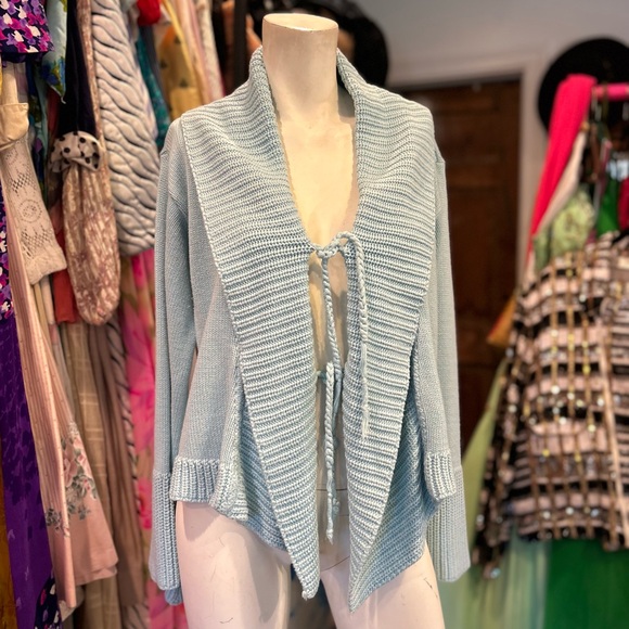 Sky Blue Cardigan Sweater - Picture 4 of 12